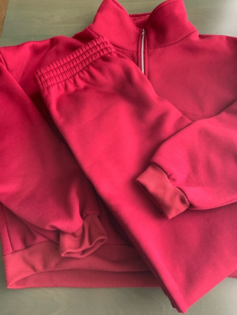 Burgundy 2-Piece Sweatsuit Set | Half-Zip Pullover + Joggers | Size M